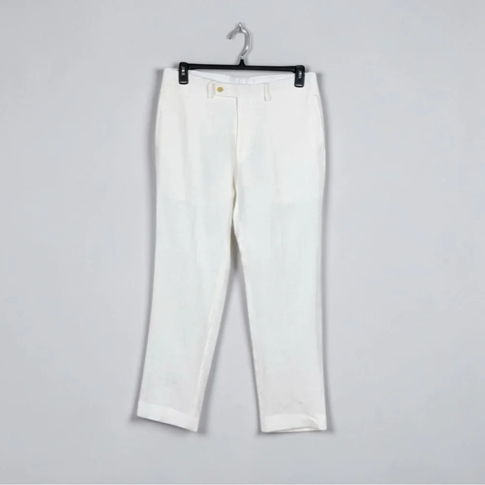 Ralph Lauren LRL Men 100% Linen Pants Size 34 Coastal Beach White Preppy Wedding